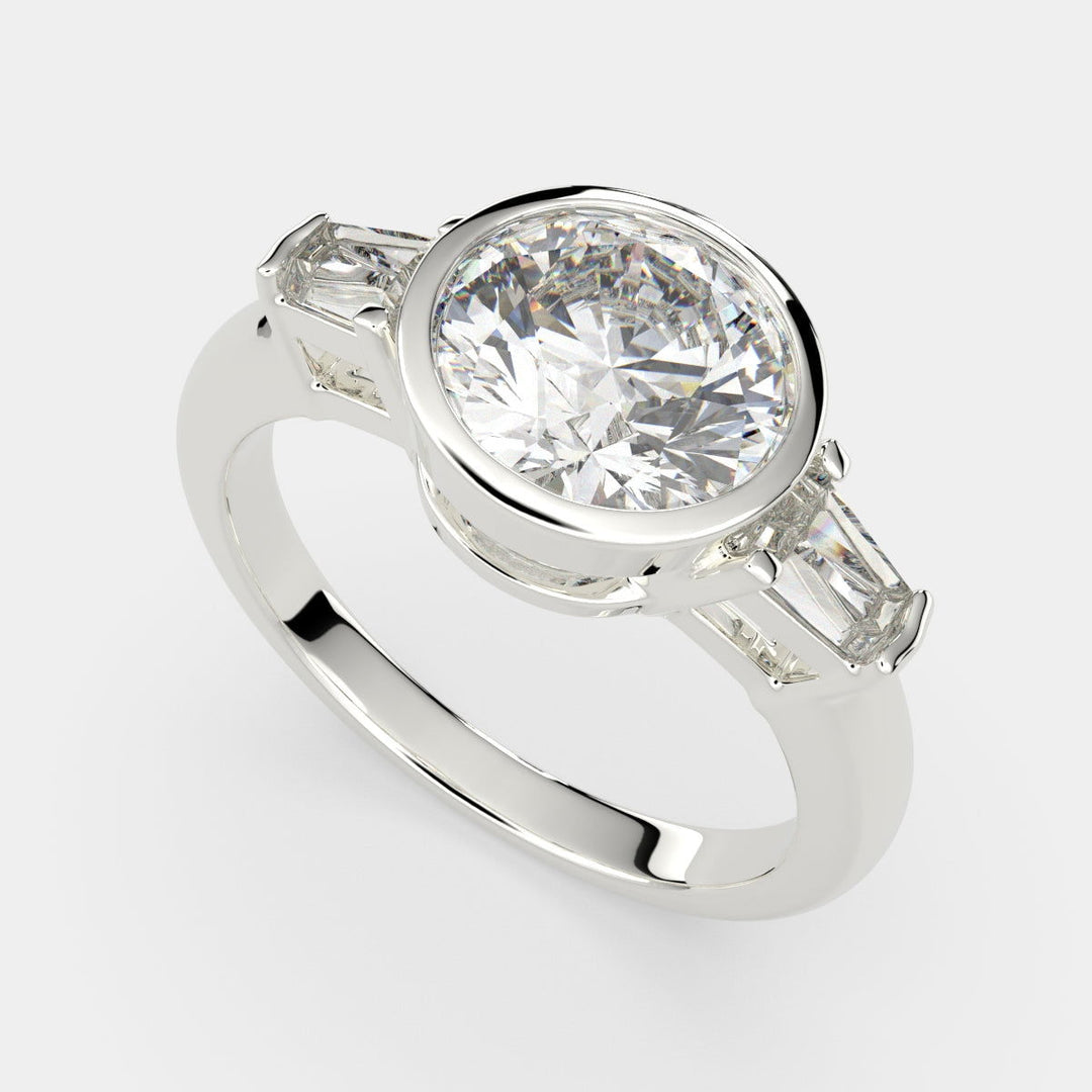 Emilia Round Cut Trilogy 3 Stone Engagement Ring Setting - Nivetta