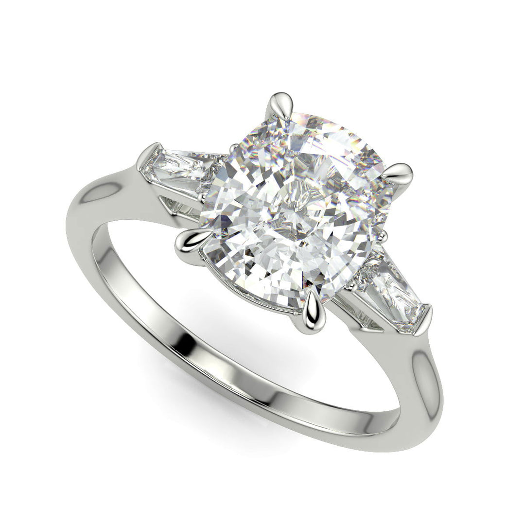 Emma Cushion Cut Trilogy 3 Stone 4 Prong Claw Set Engagement Ring Setting - Nivetta
