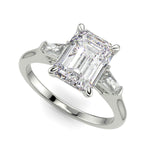 Load image into Gallery viewer, Emma Emerald Cut Trilogy 3 Stone 4 Prong Claw Set Engagement Ring Setting - Nivetta
