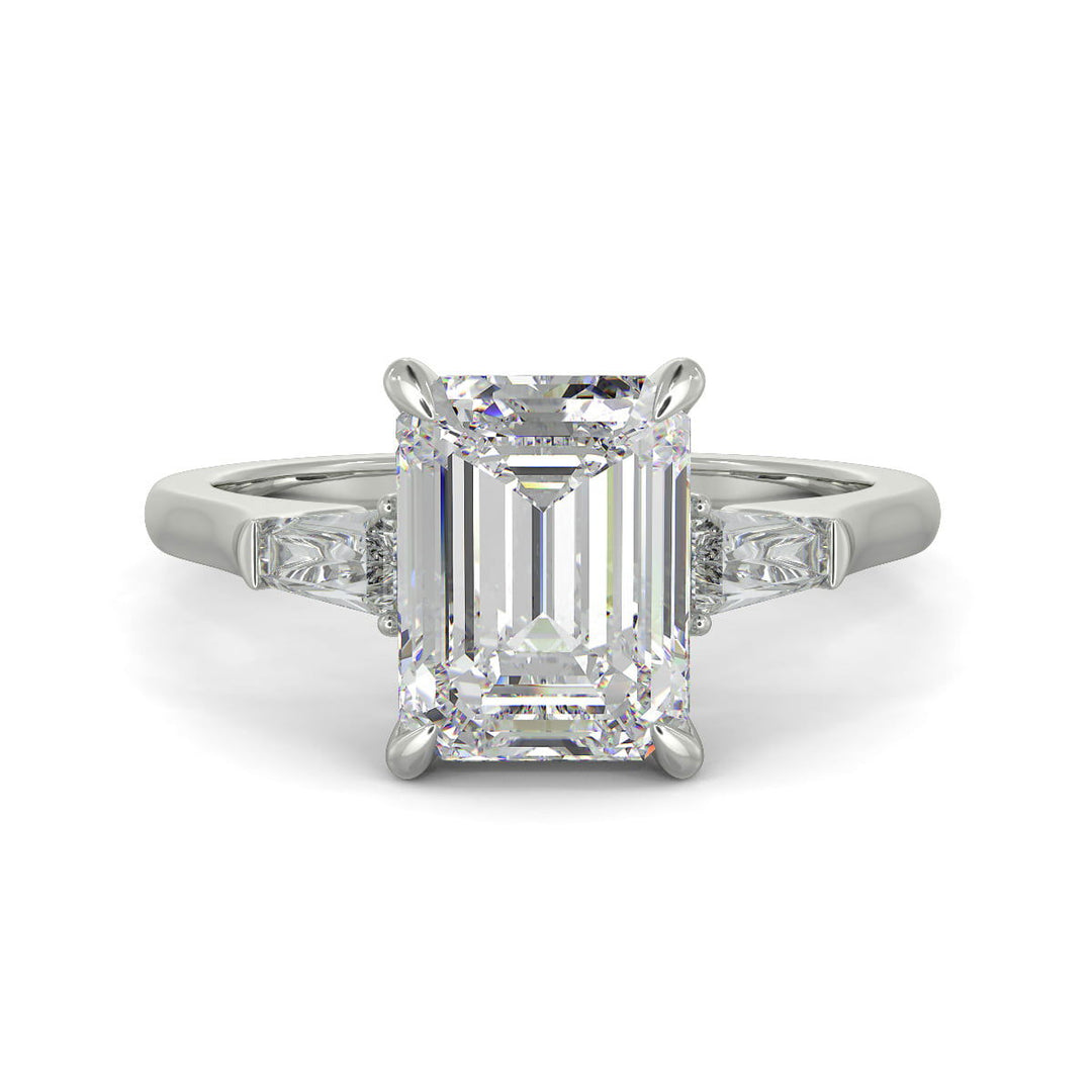 Emma Emerald Cut Trilogy 3 Stone 4 Prong Claw Set Engagement Ring Setting - Nivetta