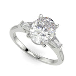 Load image into Gallery viewer, Emma Oval Cut Trilogy 3 Stone 4 Prong Claw Set Engagement Ring Setting - Nivetta
