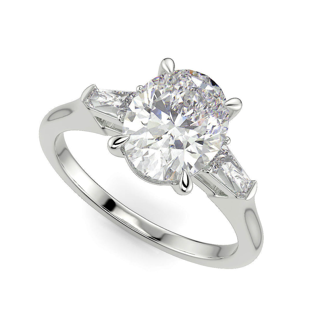 Emma Oval Cut Trilogy 3 Stone 4 Prong Claw Set Engagement Ring Setting - Nivetta