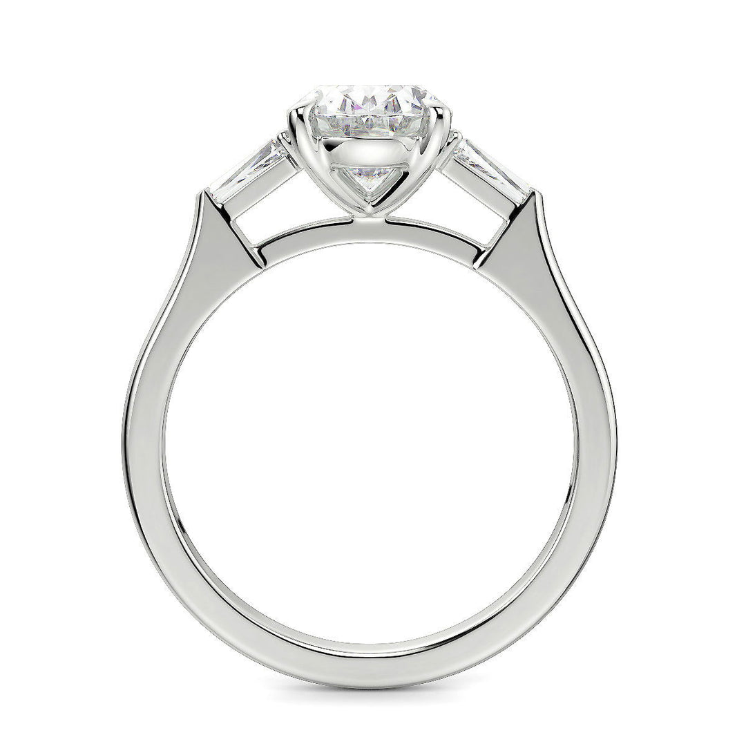 Emma Oval Cut Trilogy 3 Stone 4 Prong Claw Set Engagement Ring Setting - Nivetta