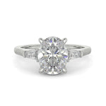 Load image into Gallery viewer, Emma Oval Cut Trilogy 3 Stone 4 Prong Claw Set Engagement Ring Setting - Nivetta
