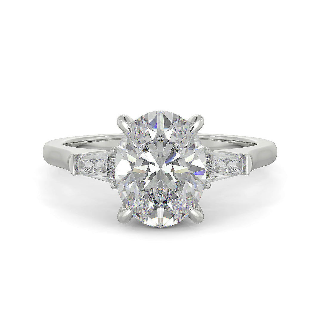 Emma Oval Cut Trilogy 3 Stone 4 Prong Claw Set Engagement Ring Setting - Nivetta