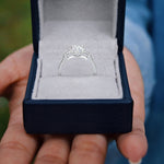 Load image into Gallery viewer, Emma Oval Cut Trilogy 3 Stone 4 Prong Claw Set Engagement Ring Setting - Nivetta
