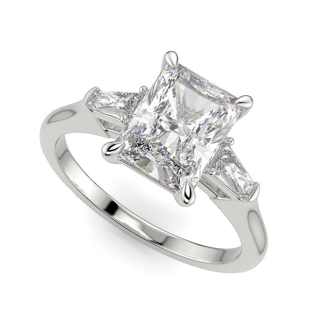 Emma Radiant Cut Trilogy 3 Stone 4 Prong Claw Set Engagement Ring Setting - Nivetta