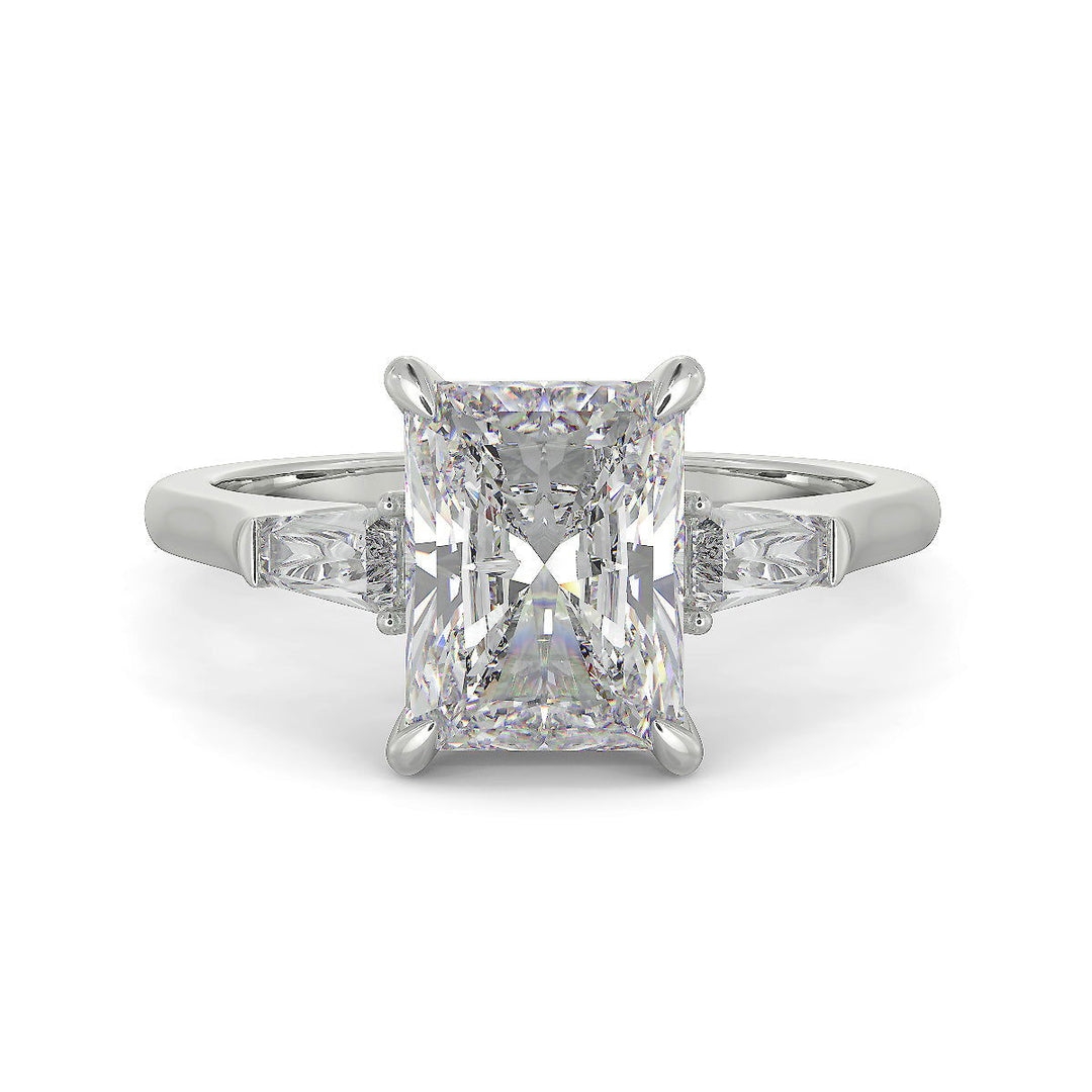 Emma Radiant Cut Trilogy 3 Stone 4 Prong Claw Set Engagement Ring Setting - Nivetta
