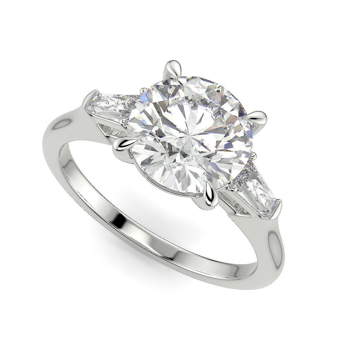 Emma Round Cut Trilogy 3 Stone 4 Prong Claw Set Engagement Ring Setting - Nivetta