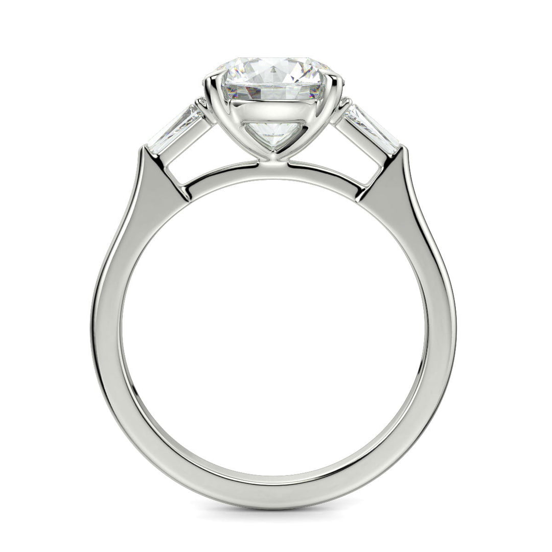 Emma Round Cut Trilogy 3 Stone 4 Prong Claw Set Engagement Ring Setting - Nivetta