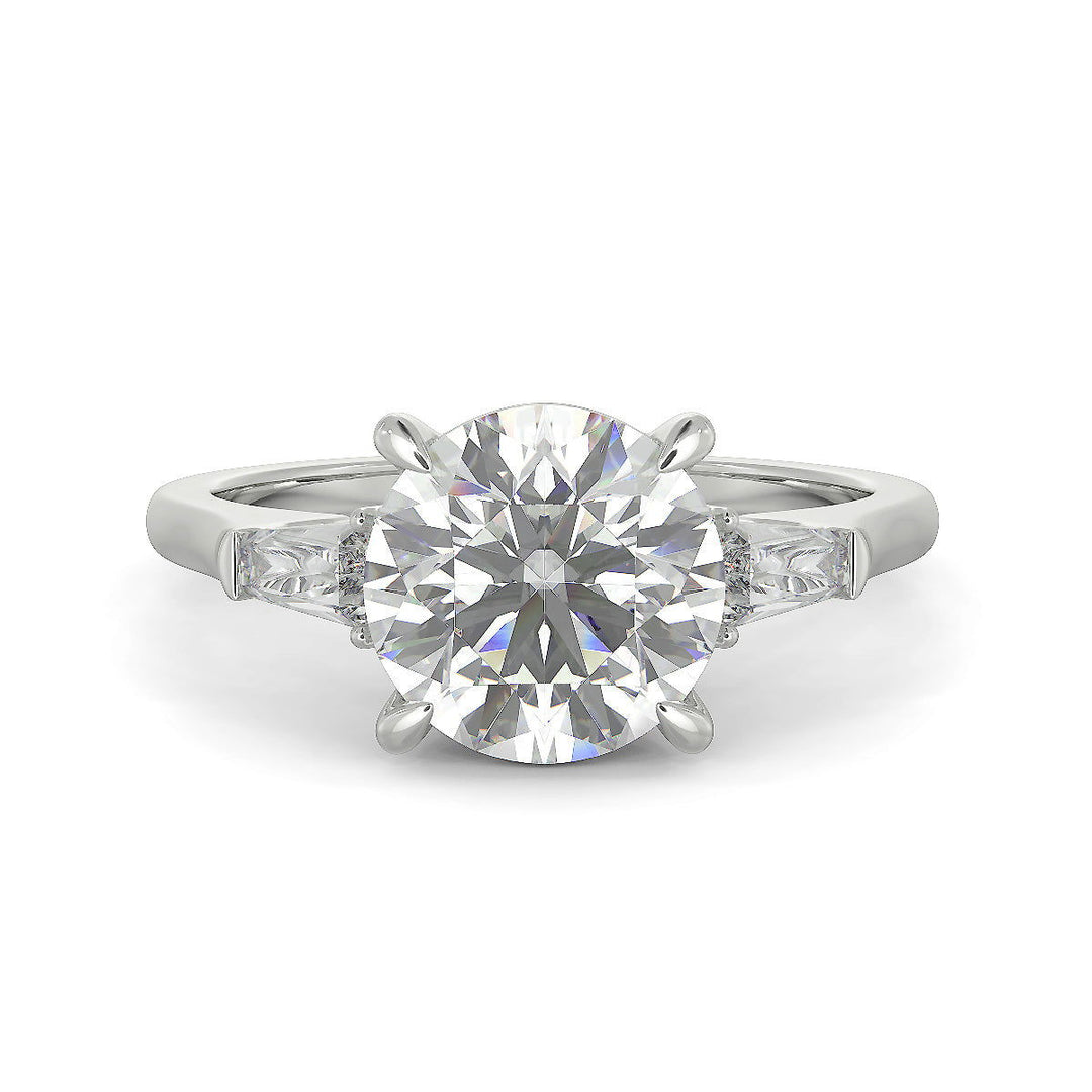 Emma Round Cut Trilogy 3 Stone 4 Prong Claw Set Engagement Ring Setting - Nivetta