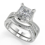 Load image into Gallery viewer, Erika Halo Pave 4 Prong Princess Cut Diamond Engagement Ring - Nivetta
