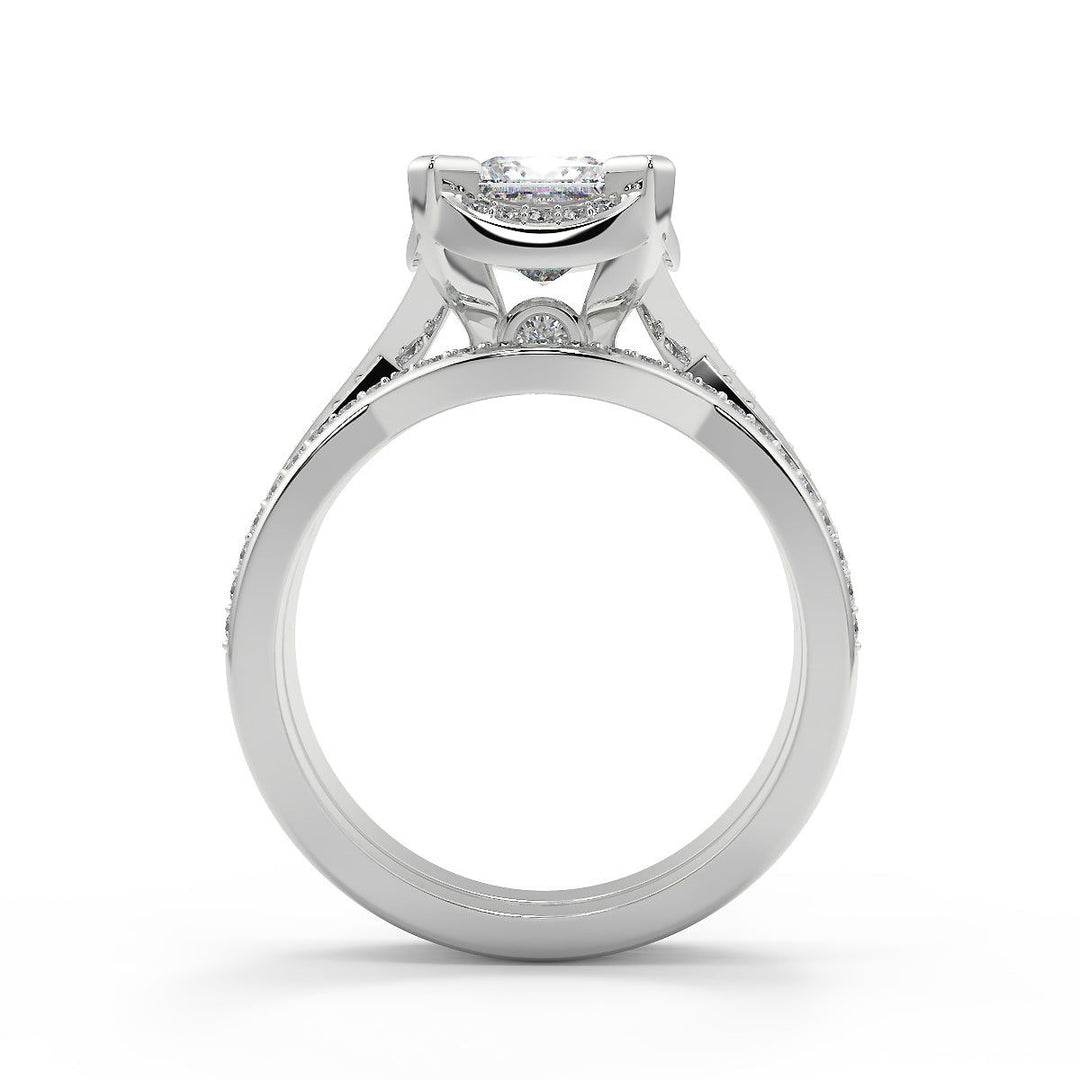 Erika Halo Pave 4 Prong Princess Cut Diamond Engagement Ring - Nivetta