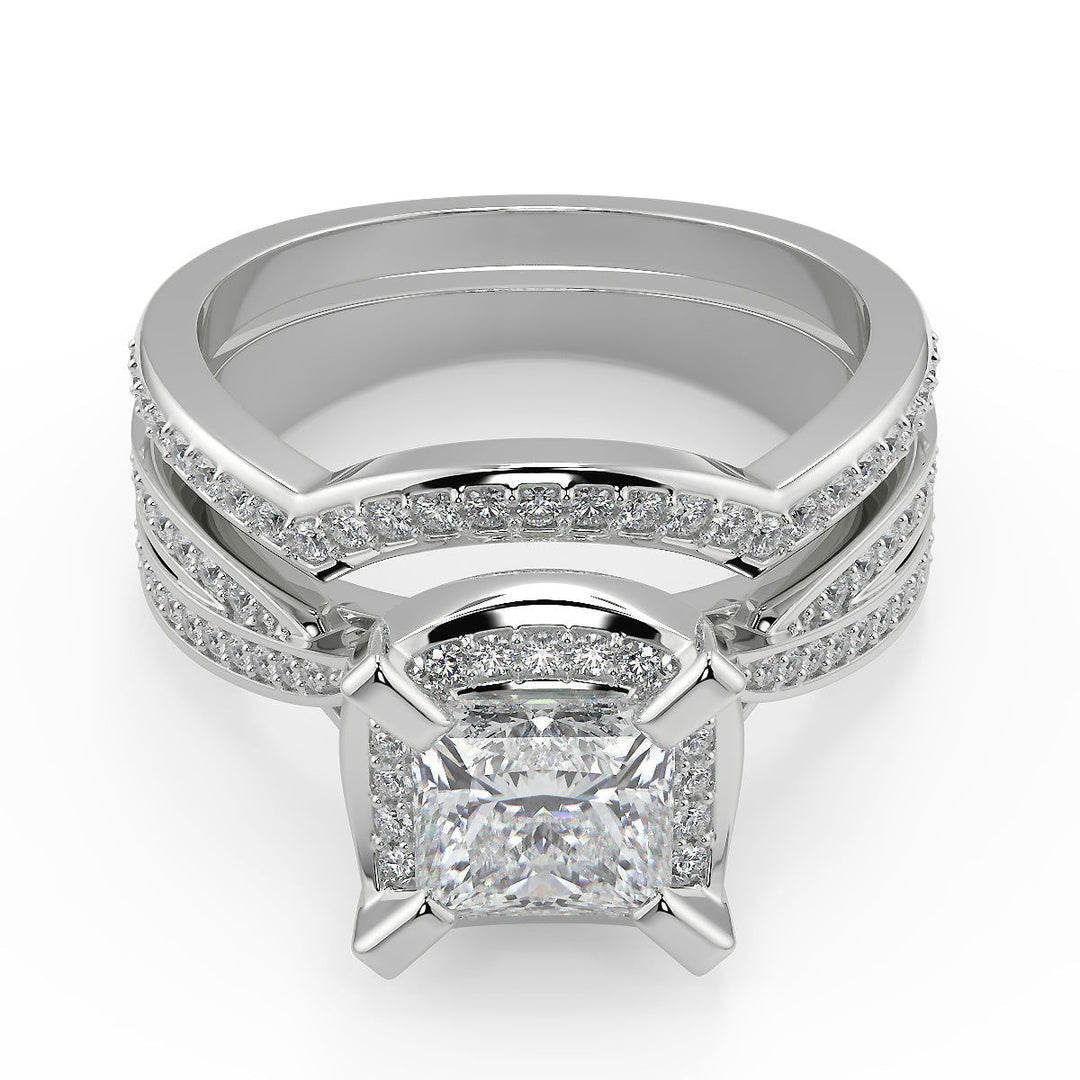 Erika Halo Pave 4 Prong Princess Cut Diamond Engagement Ring - Nivetta