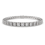 Load image into Gallery viewer, Eudoxia Princess Cut Diamond Tennis Bracelet Milgrain Bezel (8 ctw) - Nivetta
