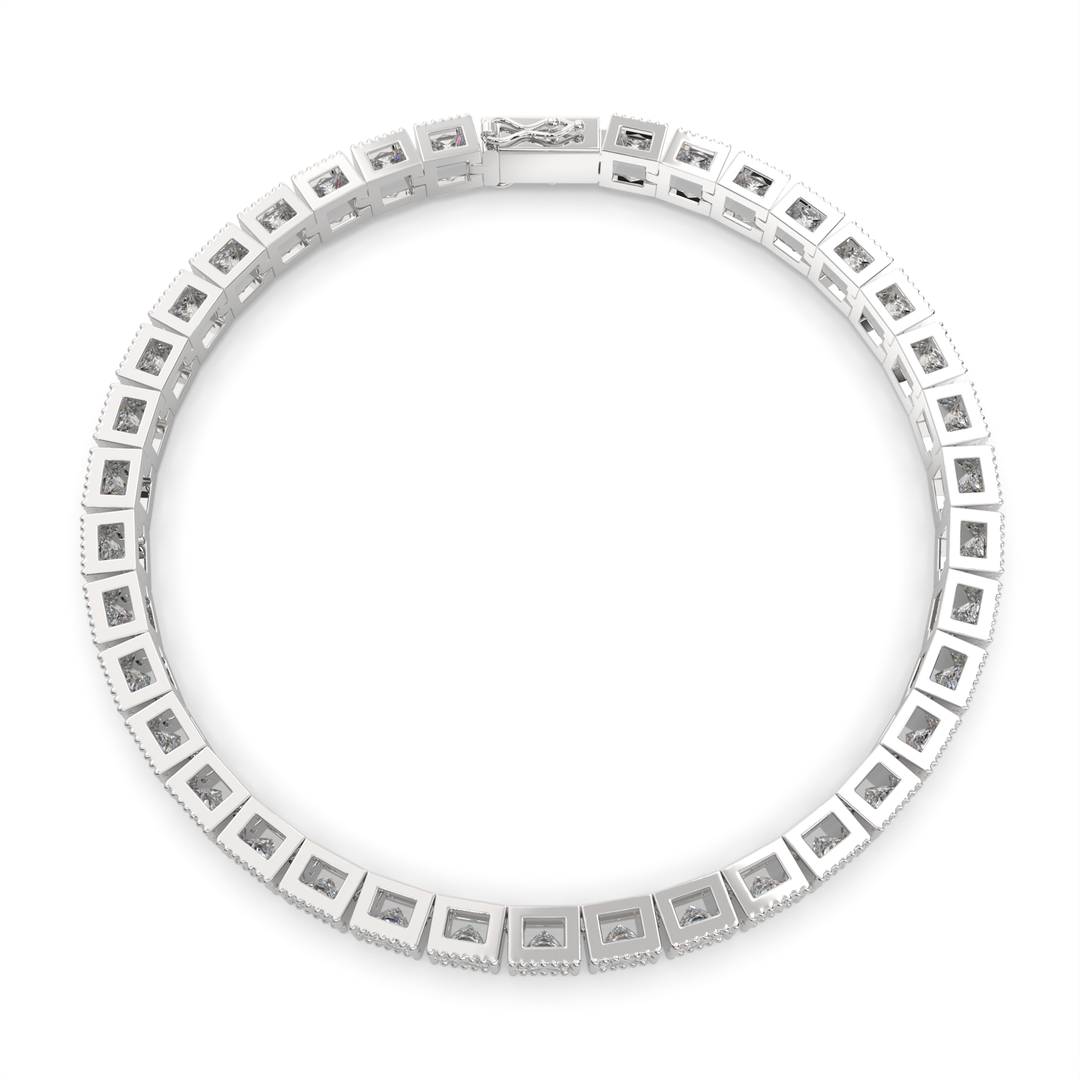 Eudoxia Princess Cut Diamond Tennis Bracelet Milgrain Bezel (8 ctw) - Nivetta