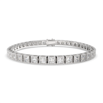 Load image into Gallery viewer, Eulalie Princess Cut Diamond Tennis Bracelet Milgrain Bezel (6 ctw) - Nivetta
