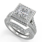 Load image into Gallery viewer, Eva 3 Row Pave Princess Cut Diamond Engagement Ring - Nivetta
