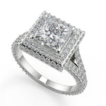 Load image into Gallery viewer, Eva 3 Row Pave Princess Cut Diamond Engagement Ring - Nivetta
