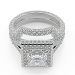 Load image into Gallery viewer, Eva 3 Row Pave Princess Cut Diamond Engagement Ring - Nivetta
