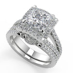 Load image into Gallery viewer, Gabriela Halo Pave Split Shank Princess Cut Engagement Ring - Nivetta
