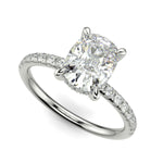 Load image into Gallery viewer, Gabrielle Cushion Cut Pave Hidden Halo 4 Prong Claw Set Engagement Ring Setting - Nivetta
