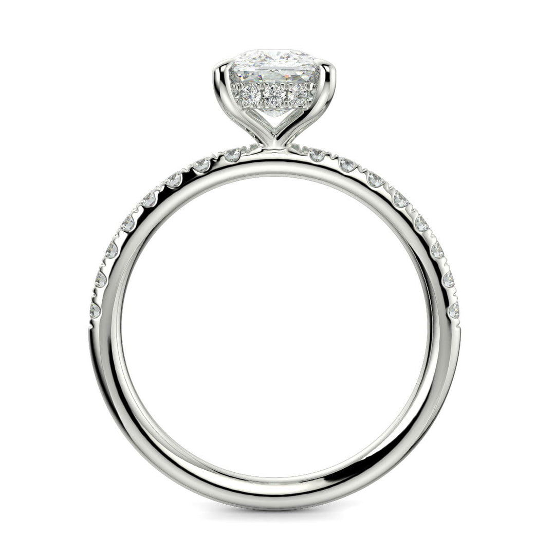 Gabrielle Cushion Cut Pave Hidden Halo 4 Prong Claw Set Engagement Ring Setting - Nivetta