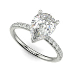 Load image into Gallery viewer, Gabrielle Pear Cut Pave Hidden Halo 4 Prong Claw Set Engagement Ring Setting - Nivetta
