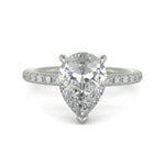 Load image into Gallery viewer, Gabrielle Pear Cut Pave Hidden Halo 4 Prong Claw Set Engagement Ring Setting - Nivetta
