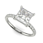 Load image into Gallery viewer, Gabrielle Princess Cut Pave Hidden Halo 4 Prong Claw Set Engagement Ring Setting - Nivetta
