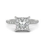 Load image into Gallery viewer, Gabrielle Princess Cut Pave Hidden Halo 4 Prong Claw Set Engagement Ring Setting - Nivetta
