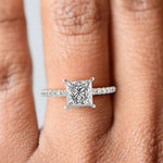 Load image into Gallery viewer, Gabrielle Princess Cut Pave Hidden Halo 4 Prong Claw Set Engagement Ring Setting - Nivetta
