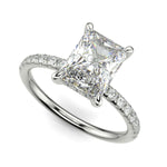 Load image into Gallery viewer, Gabrielle Radiant Cut Pave Hidden Halo 4 Prong Claw Set Engagement Ring Setting - Nivetta
