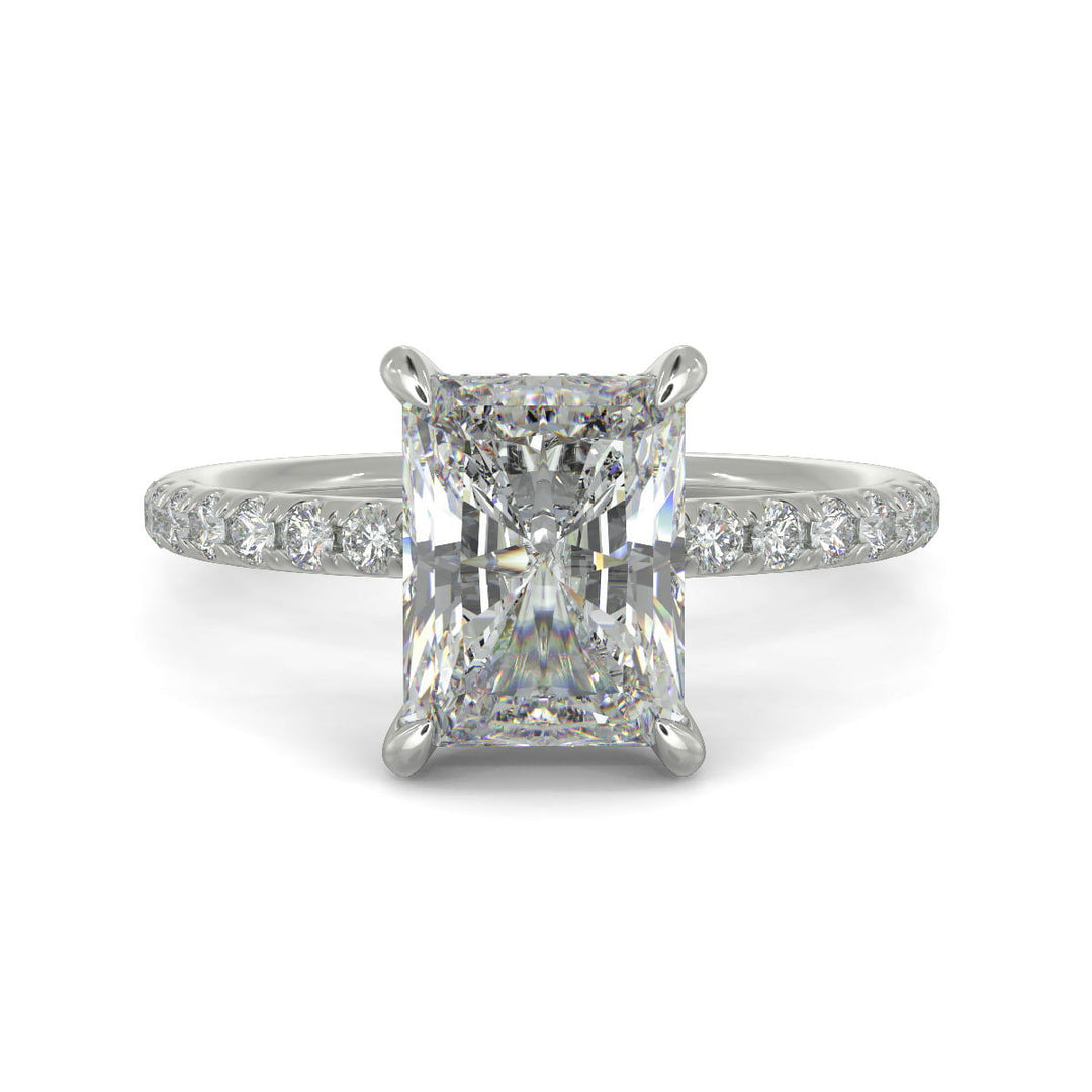 Gabrielle Radiant Cut Pave Hidden Halo 4 Prong Claw Set Engagement Ring Setting - Nivetta