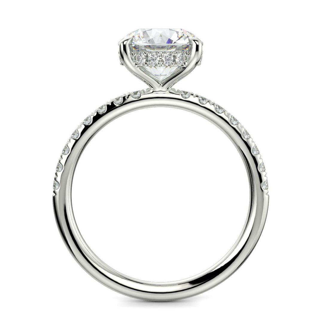 Gabrielle Round Cut Pave Hidden Halo 4 Prong Claw Set Engagement Ring Setting - Nivetta