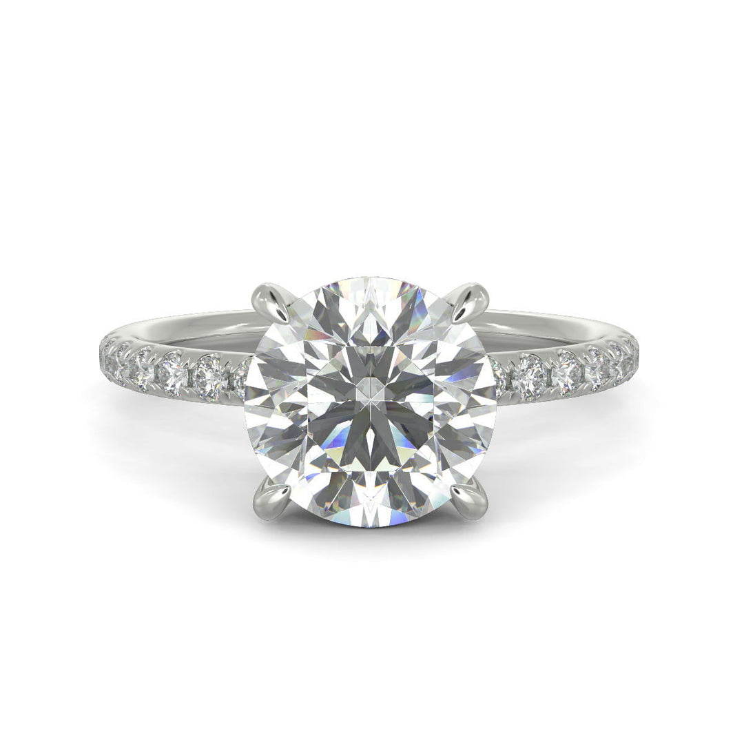 Gabrielle Round Cut Pave Hidden Halo 4 Prong Claw Set Engagement Ring Setting - Nivetta