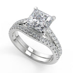 Load image into Gallery viewer, Gemma Classic 4 Prong Pave Princess Cut Diamond Engagement Ring - Nivetta
