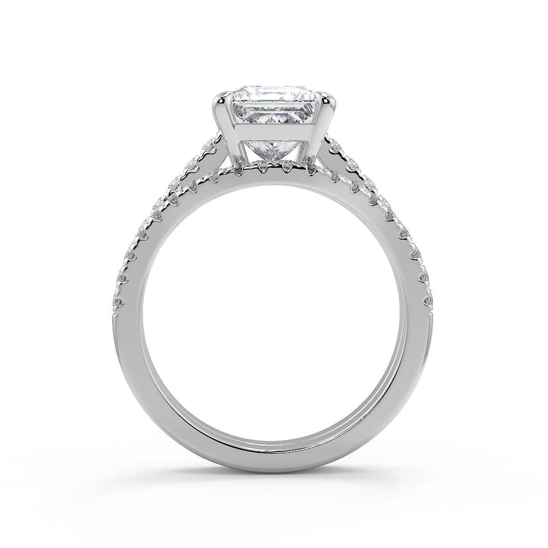 Gemma Classic 4 Prong Pave Princess Cut Diamond Engagement Ring - Nivetta