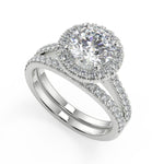 Load image into Gallery viewer, Gillian Halo Pave Round Cut Diamond Engagement Ring - Nivetta
