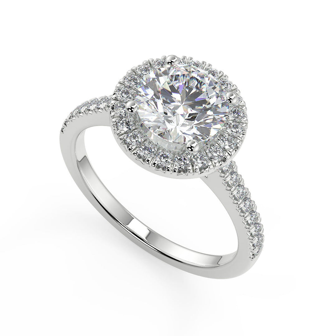 Gillian Halo Pave Round Cut Diamond Engagement Ring - Nivetta