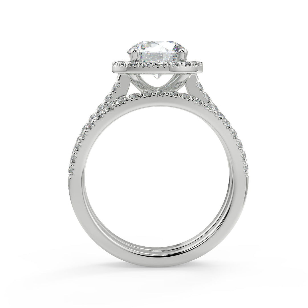 Gillian Halo Pave Round Cut Diamond Engagement Ring - Nivetta