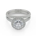 Load image into Gallery viewer, Gillian Halo Pave Round Cut Diamond Engagement Ring - Nivetta
