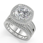 Load image into Gallery viewer, Greta Split Shank Pave Halo Cushion Cut Diamond Engagement Ring - Nivetta
