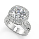 Load image into Gallery viewer, Greta Split Shank Pave Halo Cushion Cut Diamond Engagement Ring - Nivetta
