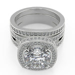 Load image into Gallery viewer, Greta Split Shank Pave Halo Cushion Cut Diamond Engagement Ring - Nivetta
