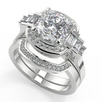 Load image into Gallery viewer, Gretchen Halo Baguette Accents Cushion Cut Engagement Ring - Nivetta
