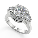 Load image into Gallery viewer, Gretchen Halo Baguette Accents Cushion Cut Engagement Ring - Nivetta
