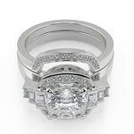 Load image into Gallery viewer, Gretchen Halo Baguette Accents Cushion Cut Engagement Ring - Nivetta
