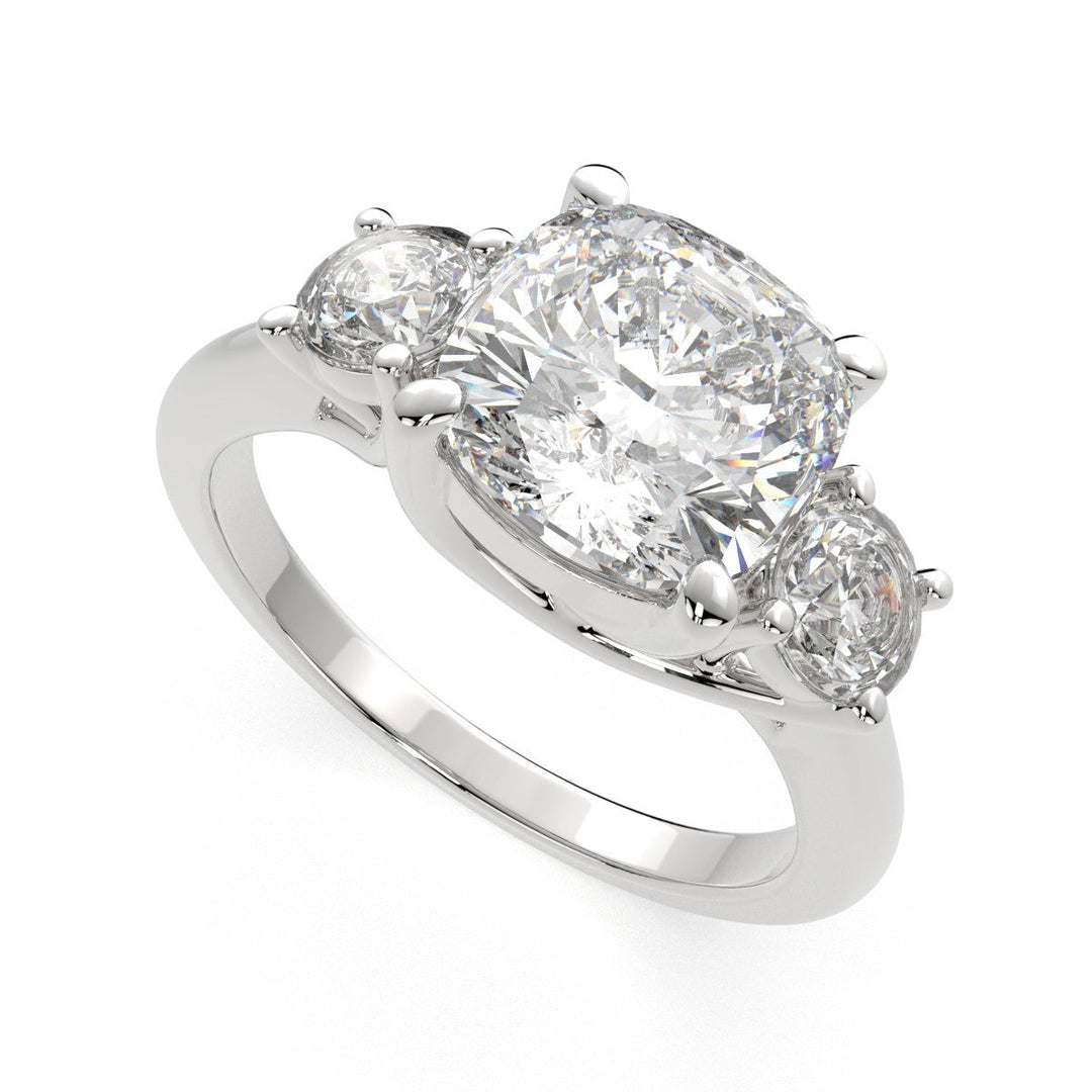 Hana Cushion Cut 3 Stone Engagement Ring Setting - Nivetta