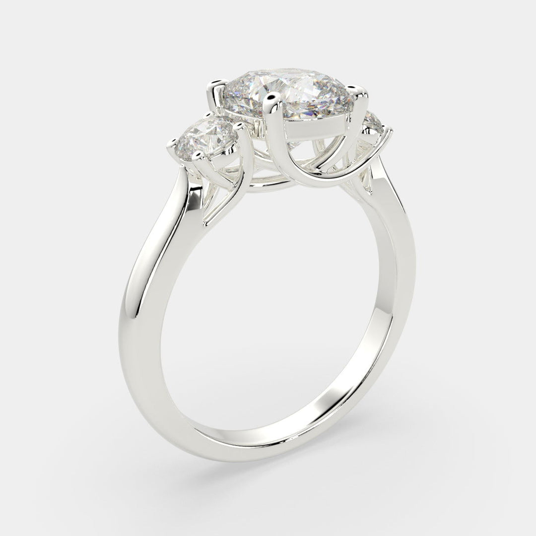 Hana Cushion Cut 3 Stone Engagement Ring Setting - Nivetta